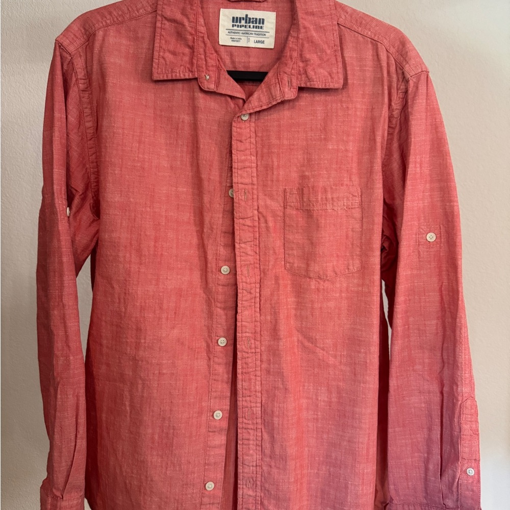 Urban Pipeline Men's Casual Red Button Down Shirt